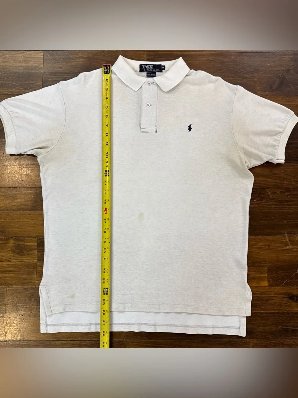 Vintage 90s Polo Ralph Lauren Shirt Mens Medium Gray Made In USA Distressed Flaw